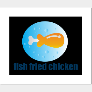 fish freid chicken Posters and Art